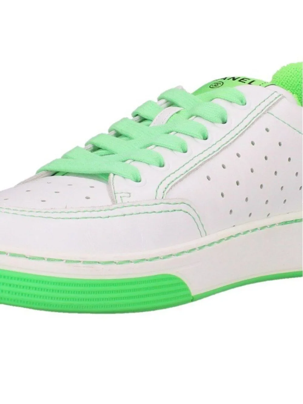 Chanel Logo Patch Leather Low Top Sneakers